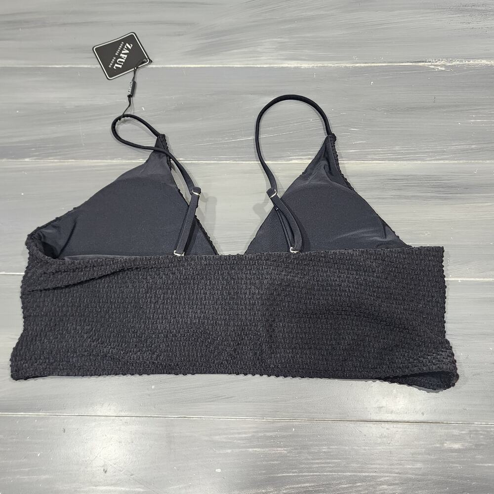 Zaful Swim Bikini Top Black Textured Size XL - Picture 3 of 8